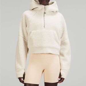 Lululemon Scuba Oversized Half-Zip Fleece Hoodie in White Opal